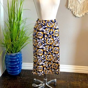 Gold & blue pencil skirt